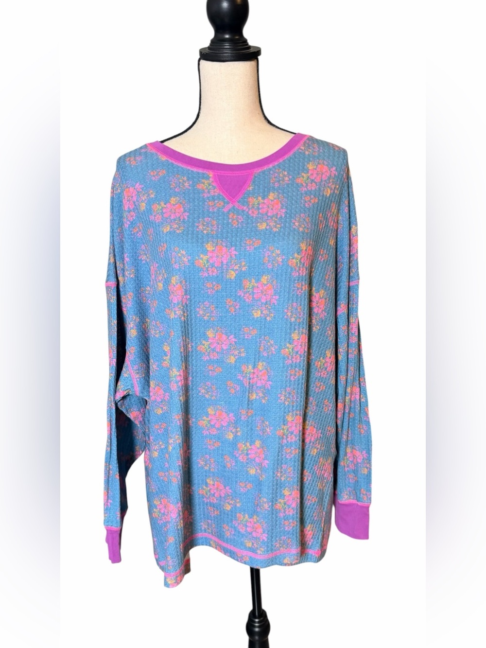 Natural Life Boho Waffle Knit Pajama Lounge Set - 3 Pieces, Floral Size XL - Picture 6 of 14